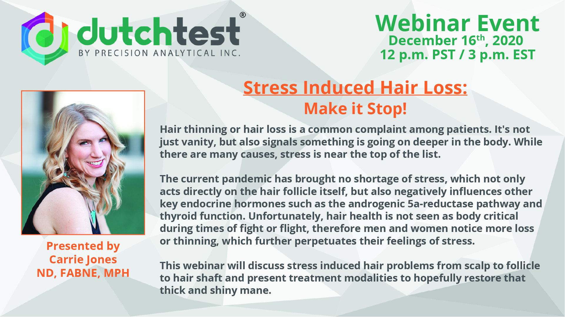 Stress Induced Hair Loss: Make it Stop! - DUTCH Test