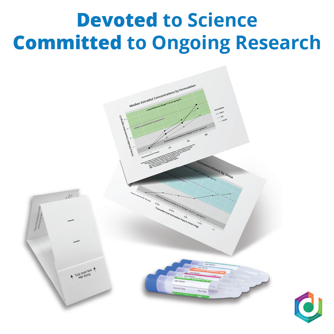 Graphic depicting research and the text devoted to science, committed to ongoing research