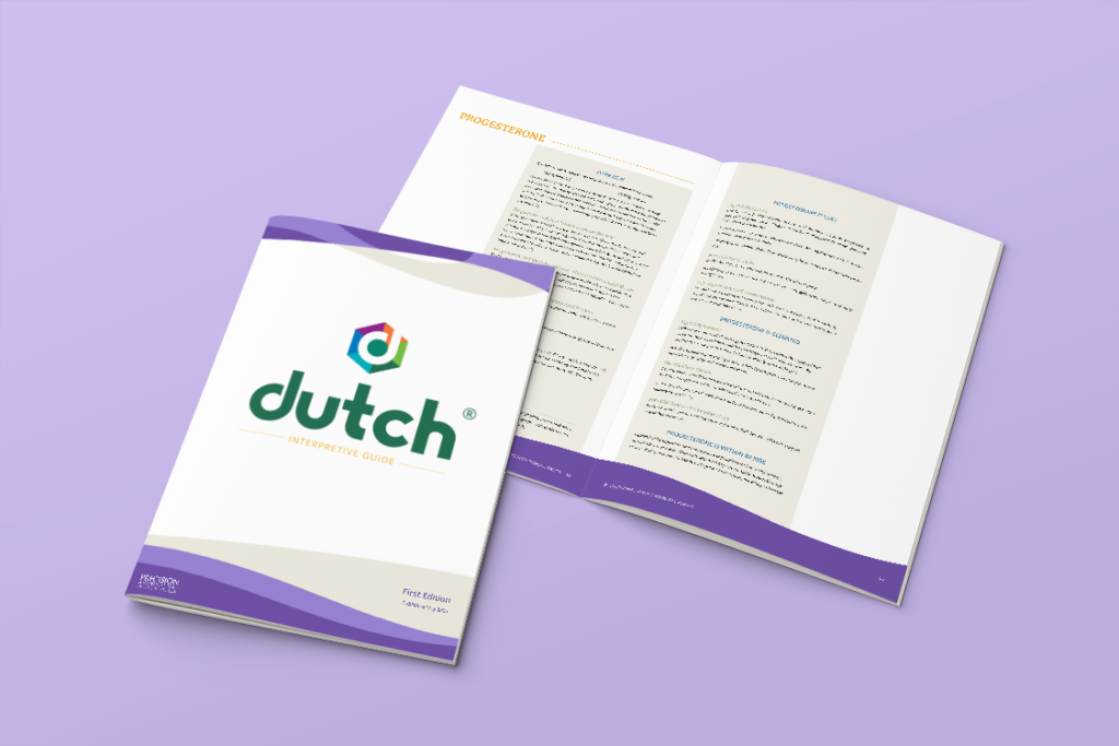 The DUTCH Interpretive Guide displayed with the cover and open to an inside page against a purple background.